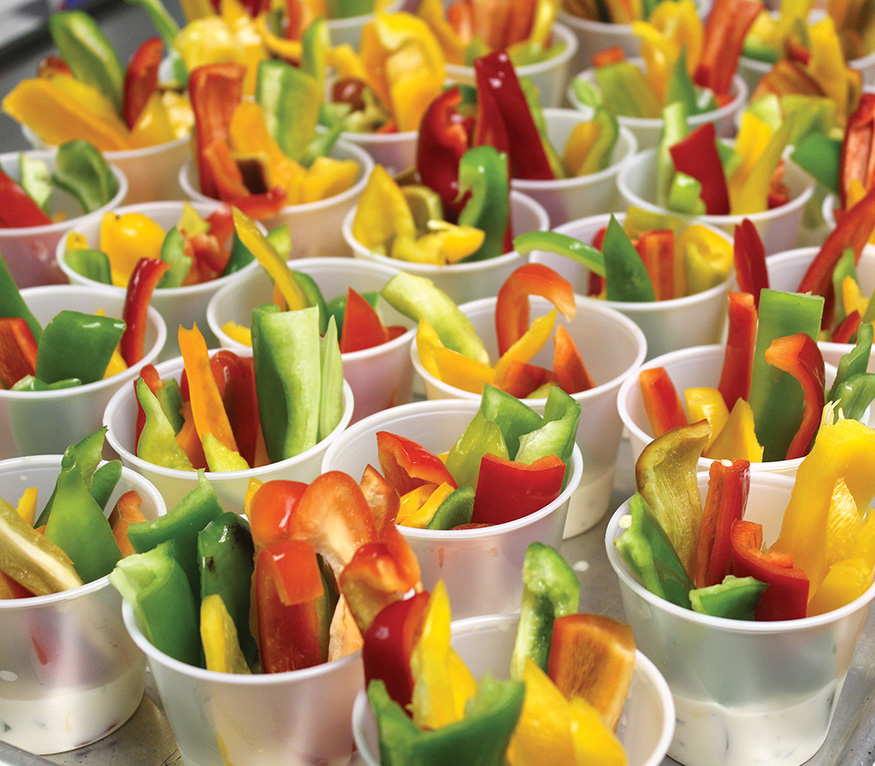 cut up peppers in snack cups